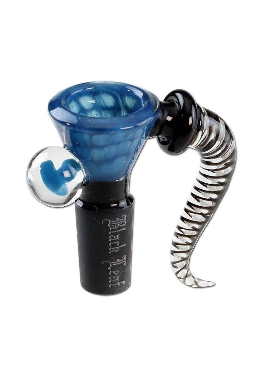 Black Leaf Glass Art Bowl Dots teal