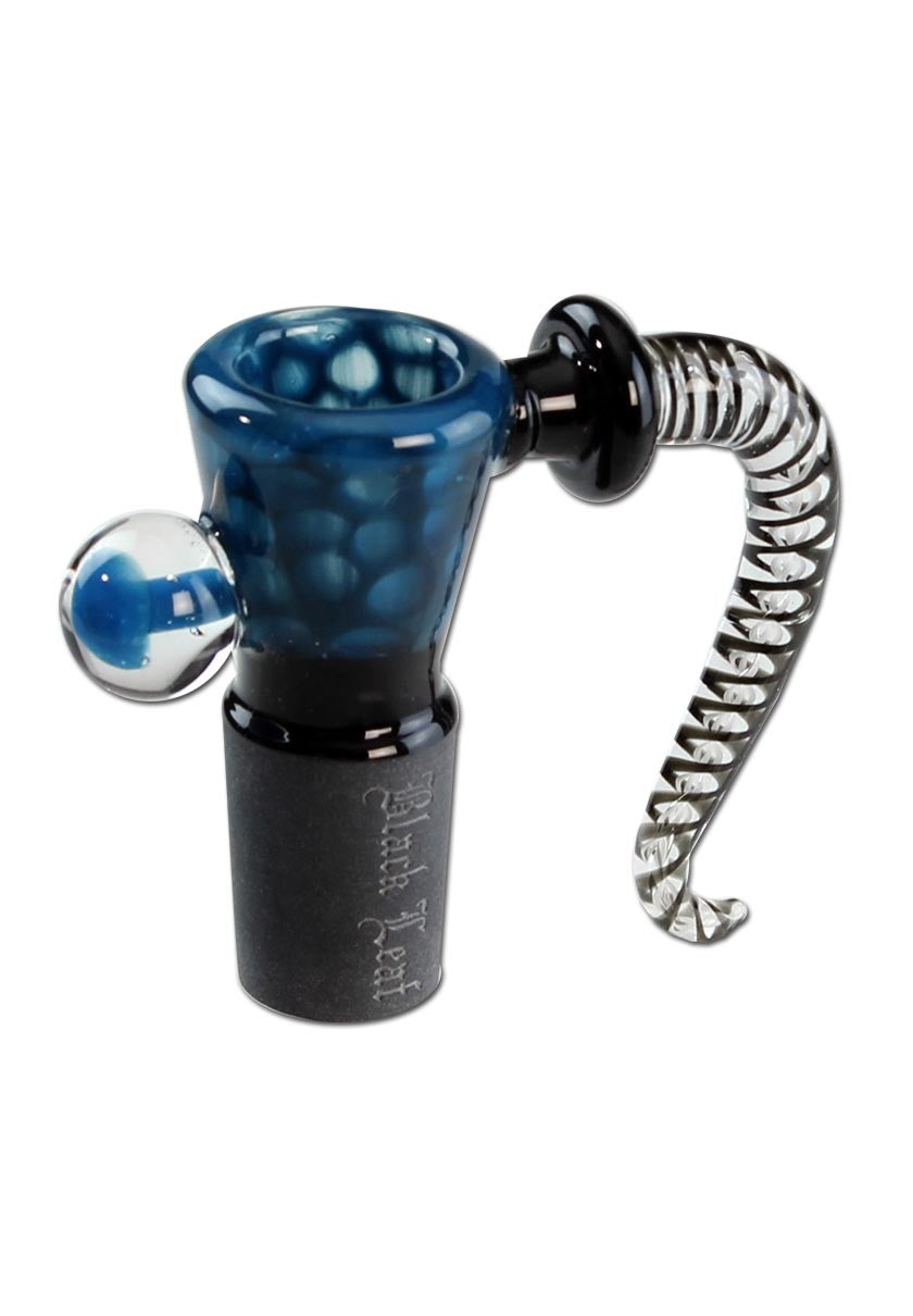 Black Leaf Glass Art Bowl Dots teal