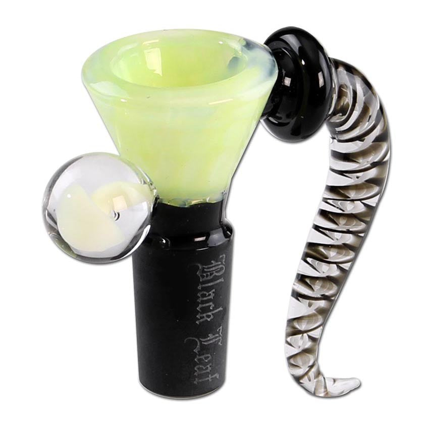 Black Leaf Glass Art Bowl Dots light green