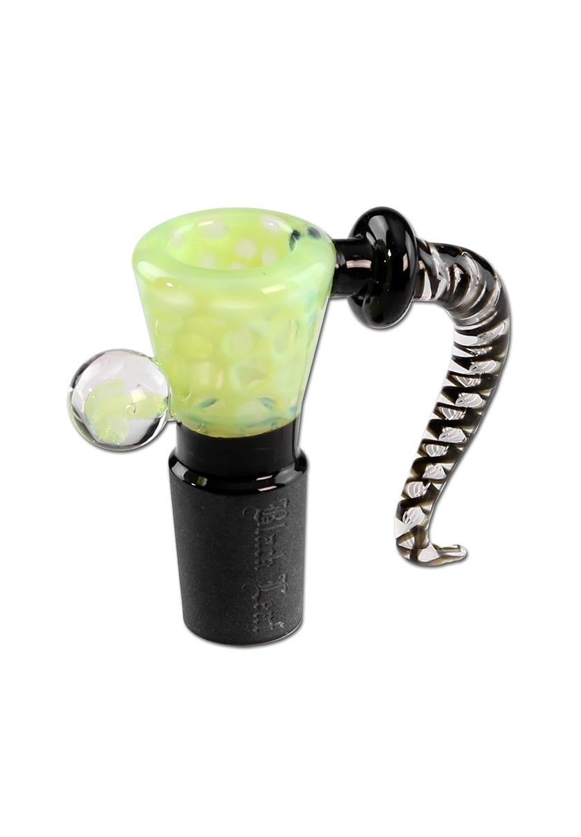 Black Leaf Glass Art Bowl Dots light green