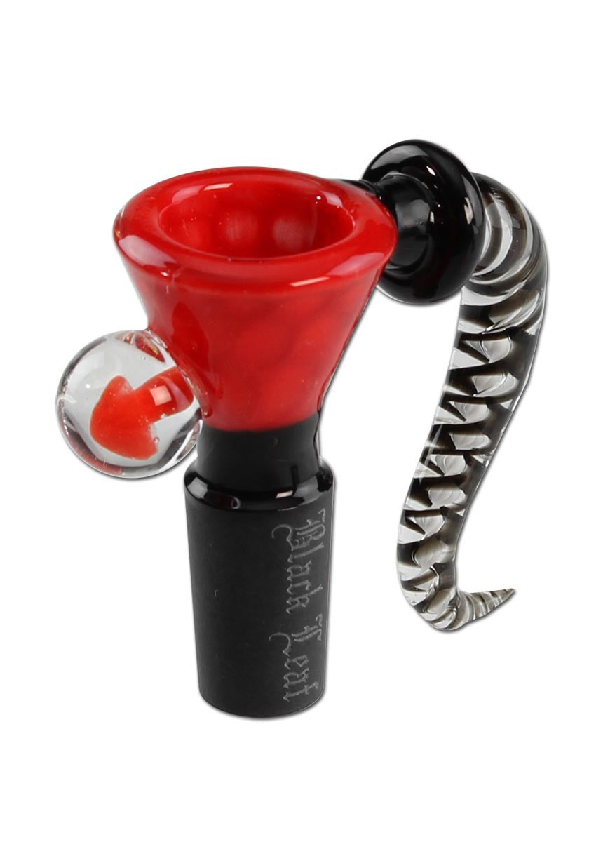 Black Leaf Glass Art Bowl Dots red