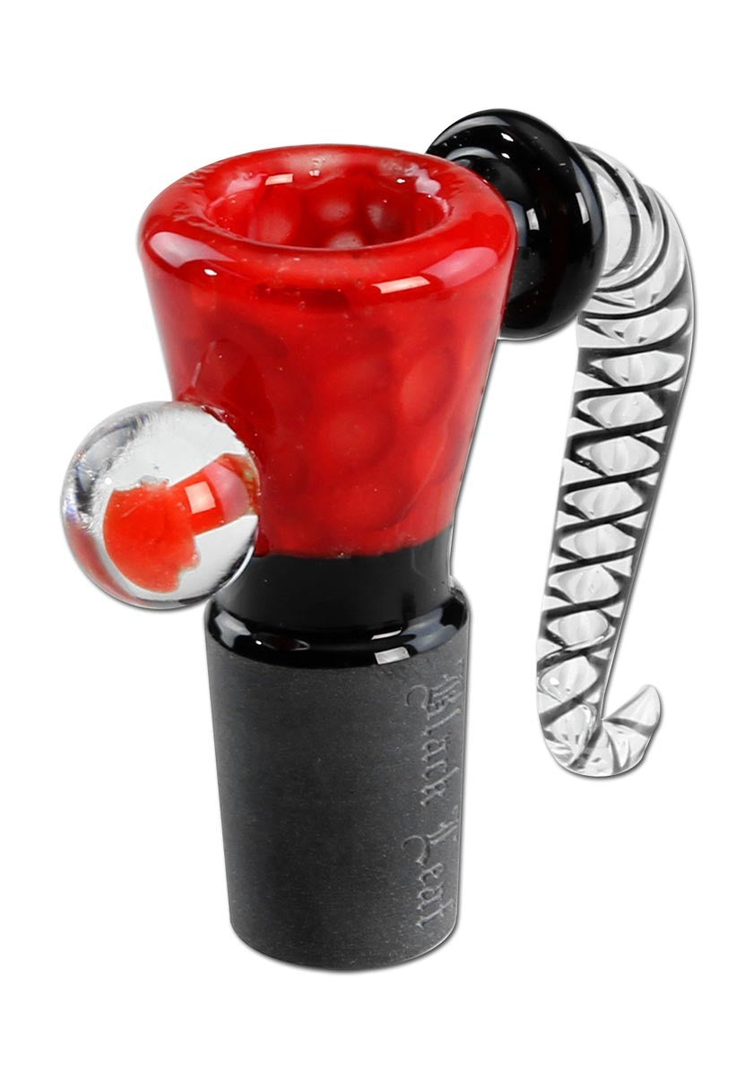 Black Leaf Glass Art Bowl Dots red