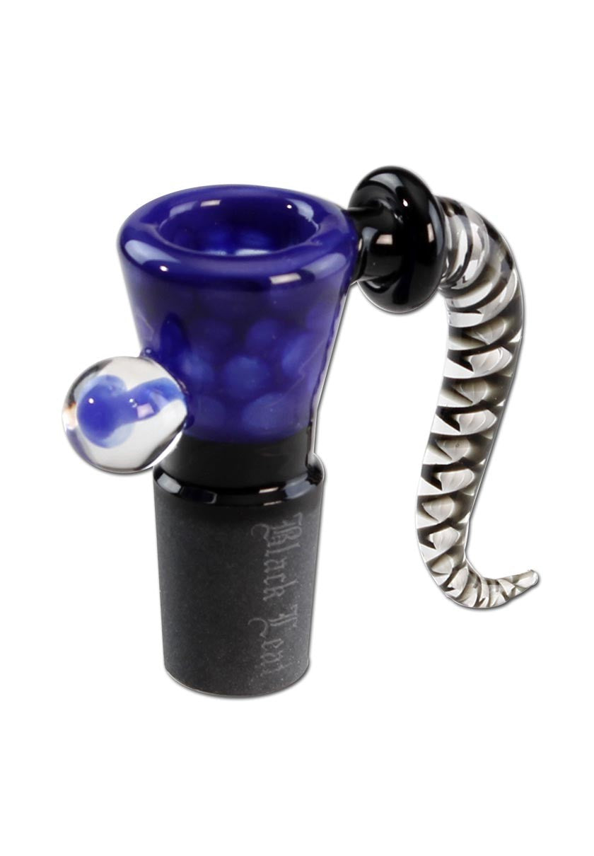 Black Leaf Glass Art Bowl Dots blue