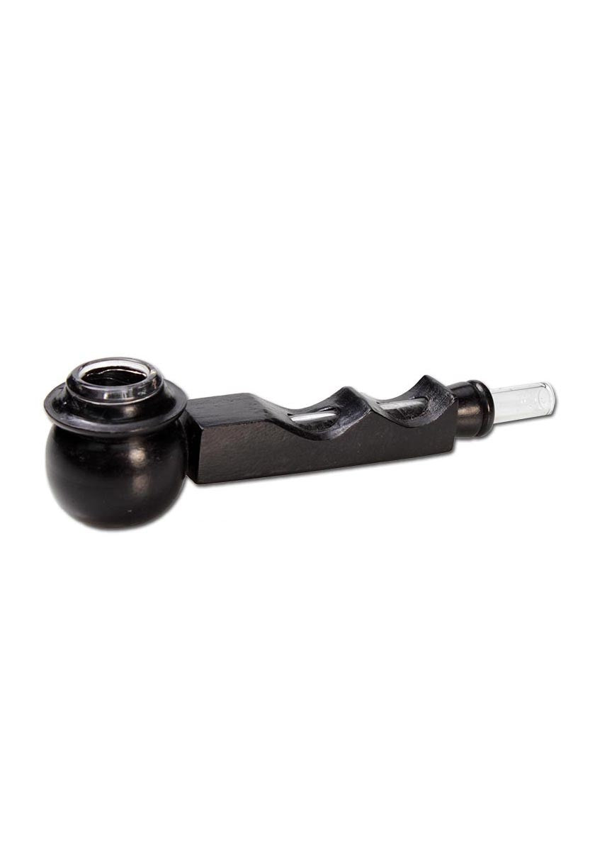Wood Pipe with Glass Bowl