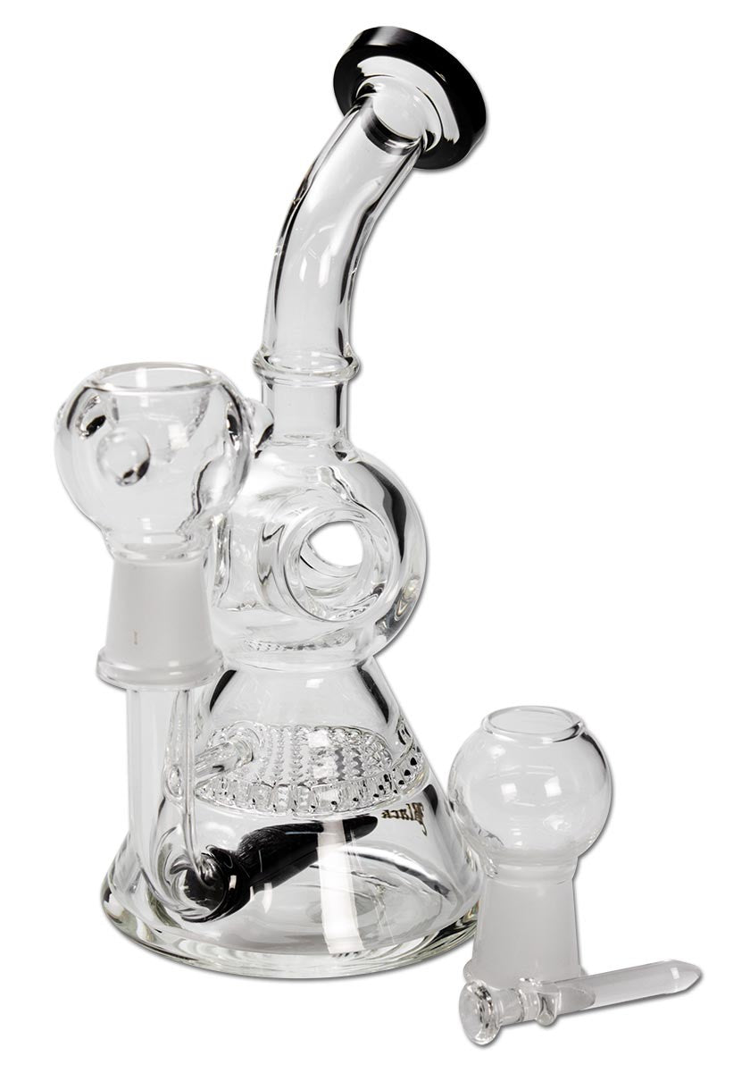Black Leaf Glass Bong HoneyComb Oil+Herbs black