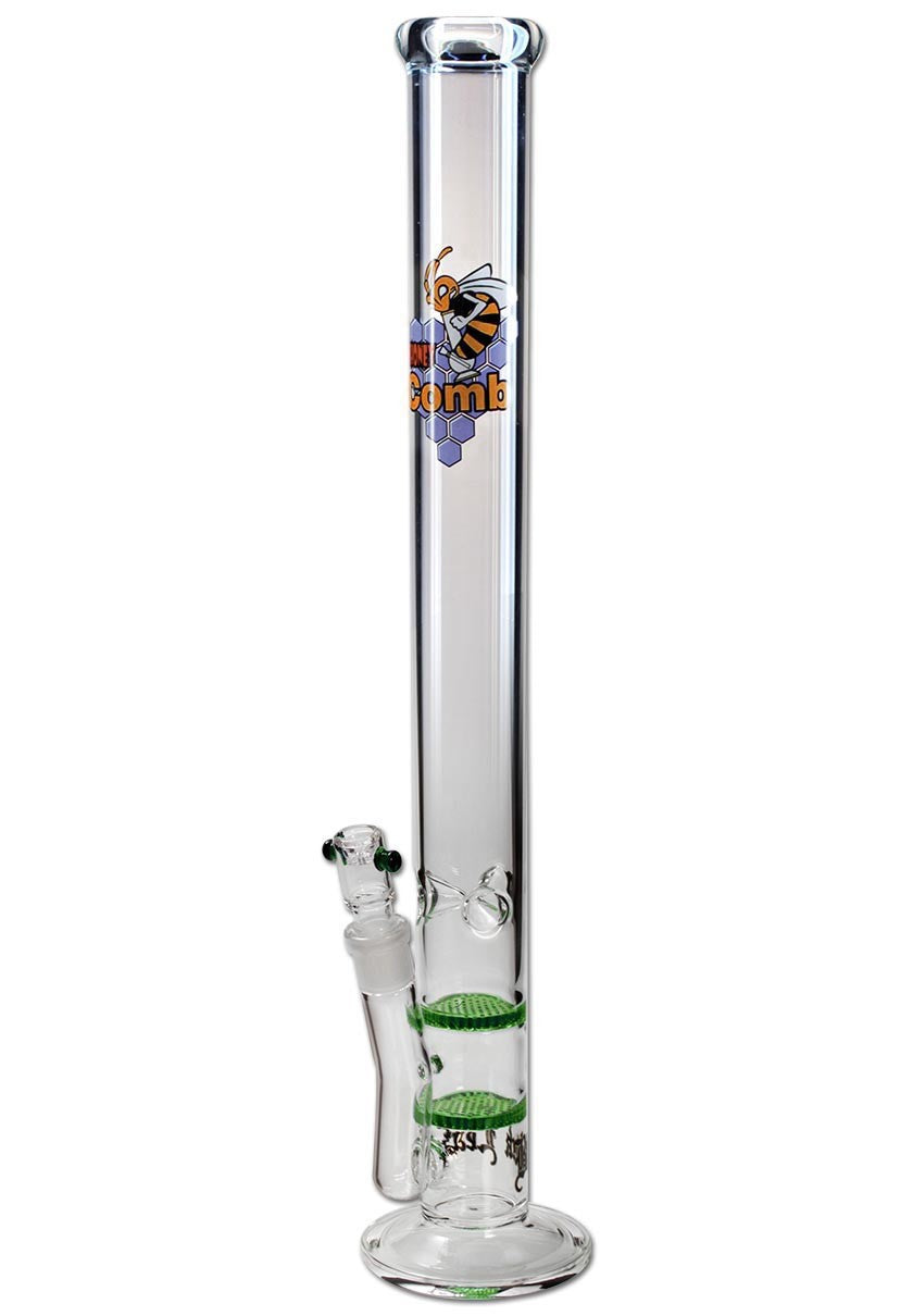 Black Leaf Cylinder Bong Ice 2x HoneyComb green