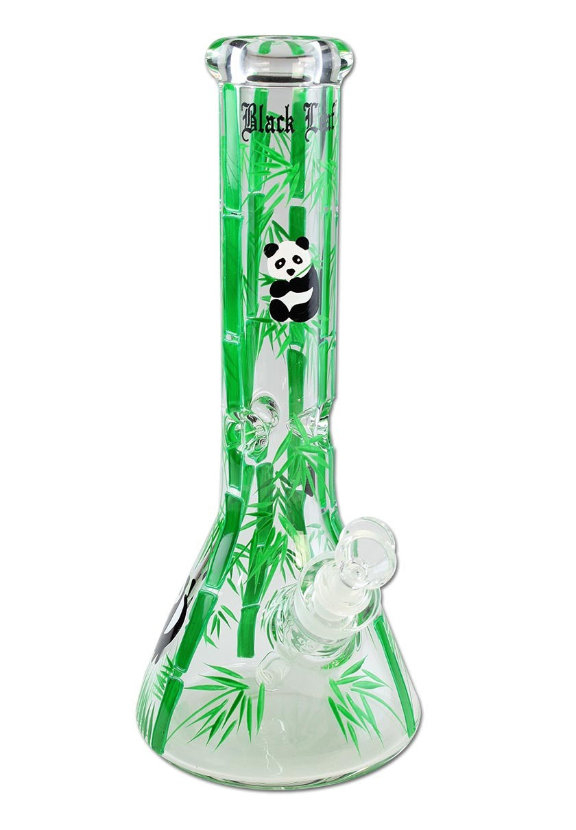 Black Leaf Panda Hand Painted Flask Bong Ice