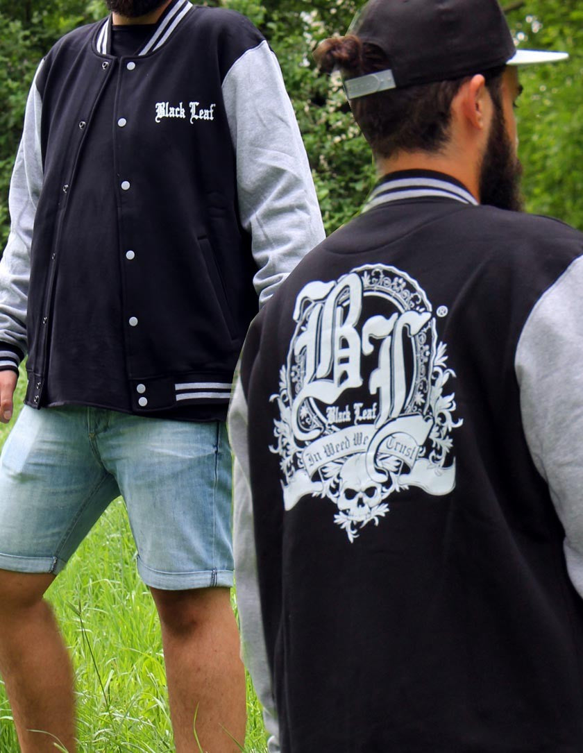 Black Leaf College Jacket for Men Size S