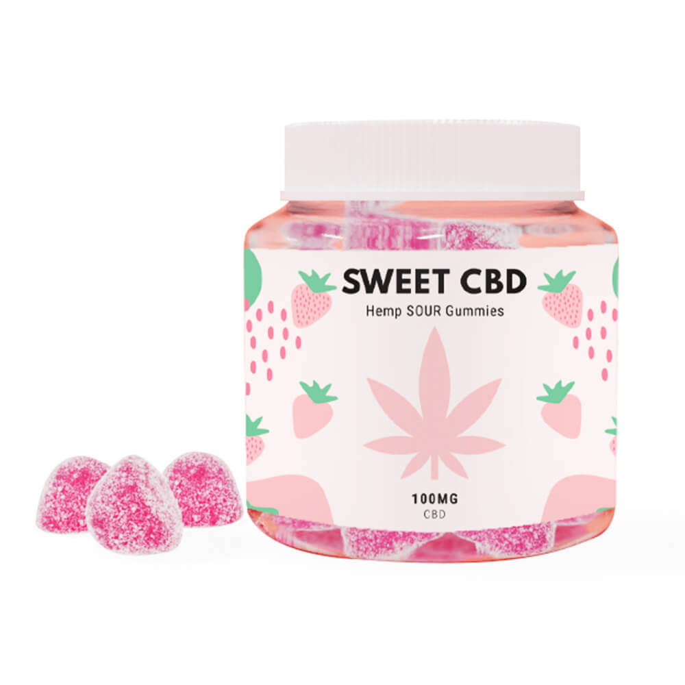Sweet CBD 100mg Sour Strawberry Gummies (60g) 37115