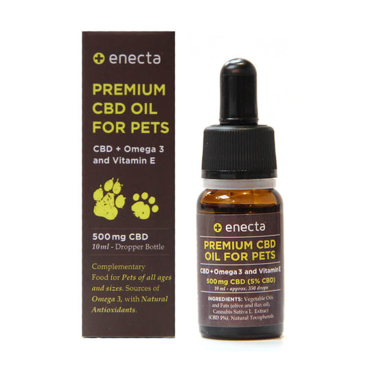 Enecta Olio di CBD 5% 500mg per animali domestici con Omega 3 e Vitamina E