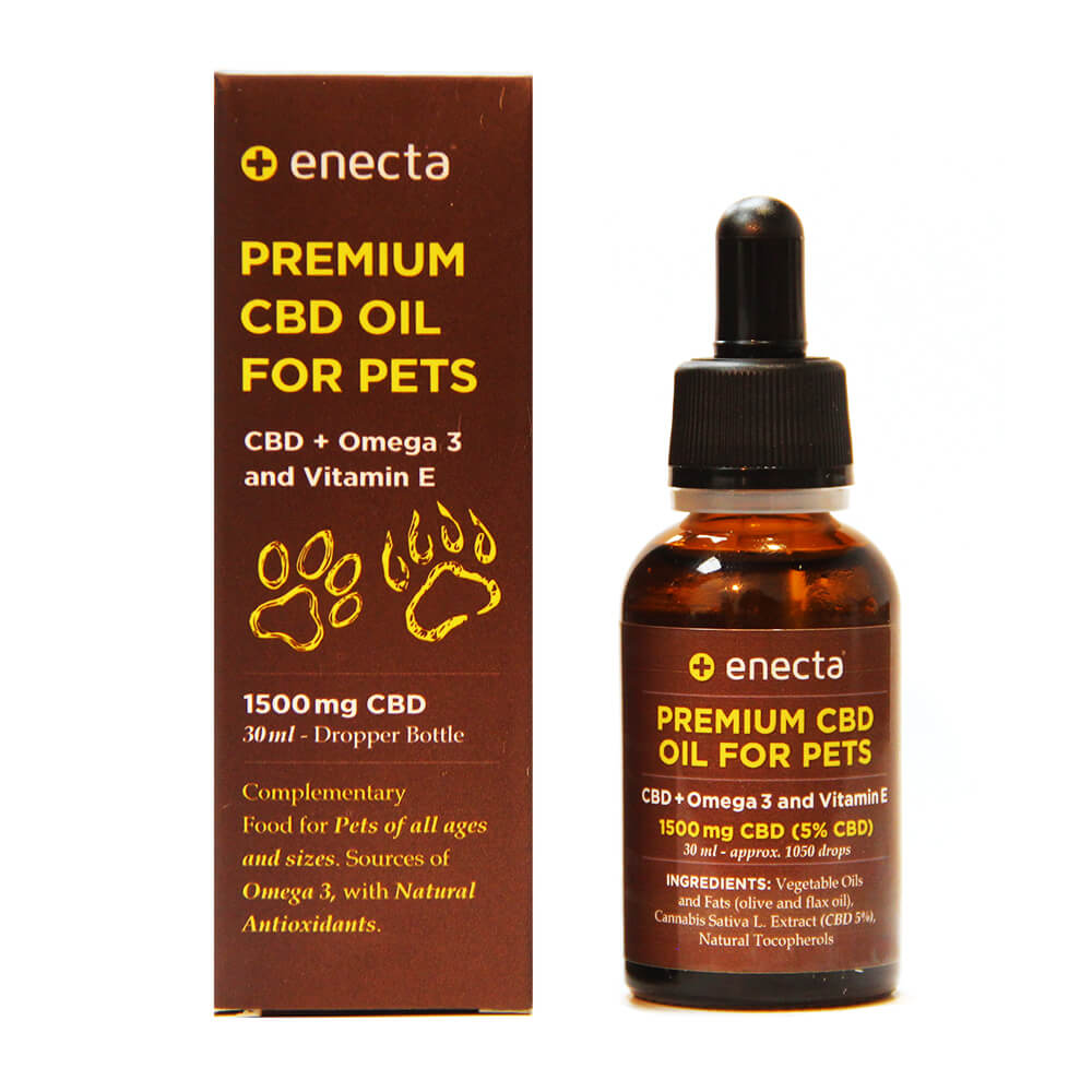 Enecta Olio di CBD 5% 500mg per animali domestici con Omega 3 e Vitamina E
