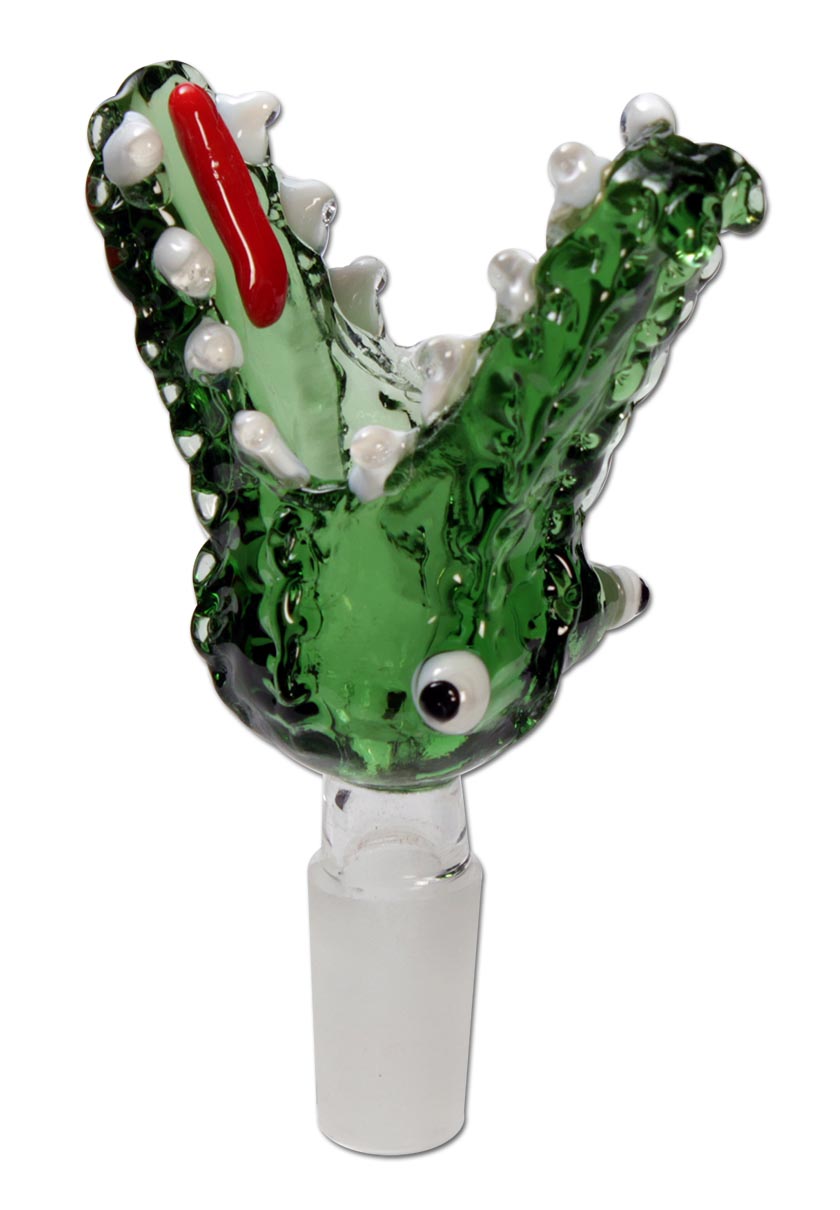 Glass Bowl Crocodile green