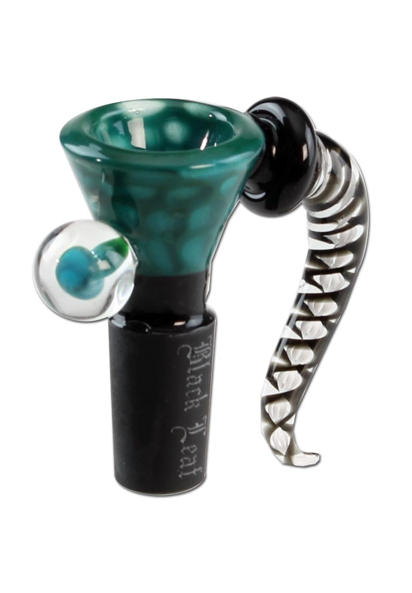 Black Leaf Glass Art Bowl Dots turquoise