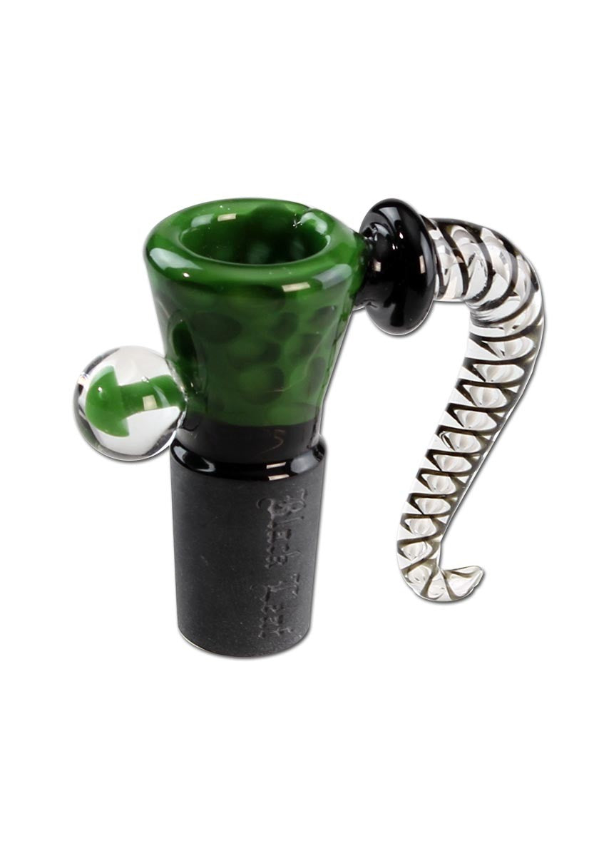 Black Leaf Glass Art Bowl Dots green