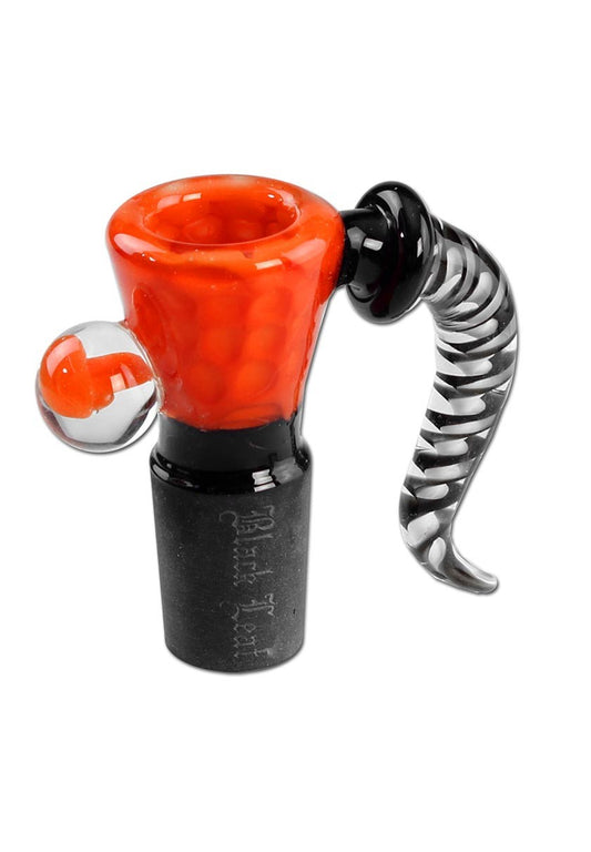 Black Leaf Glass Art Bowl Dots orange