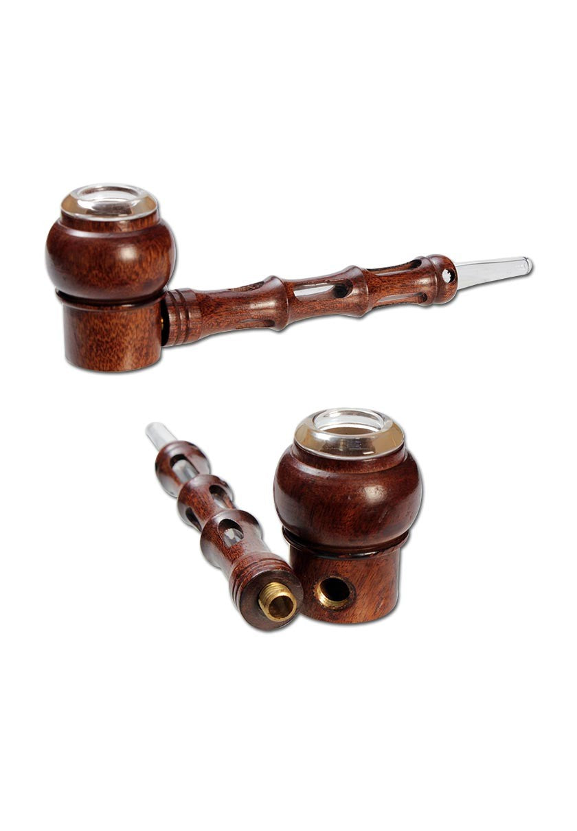 Wood Pipe 2-part with Glass Bowl