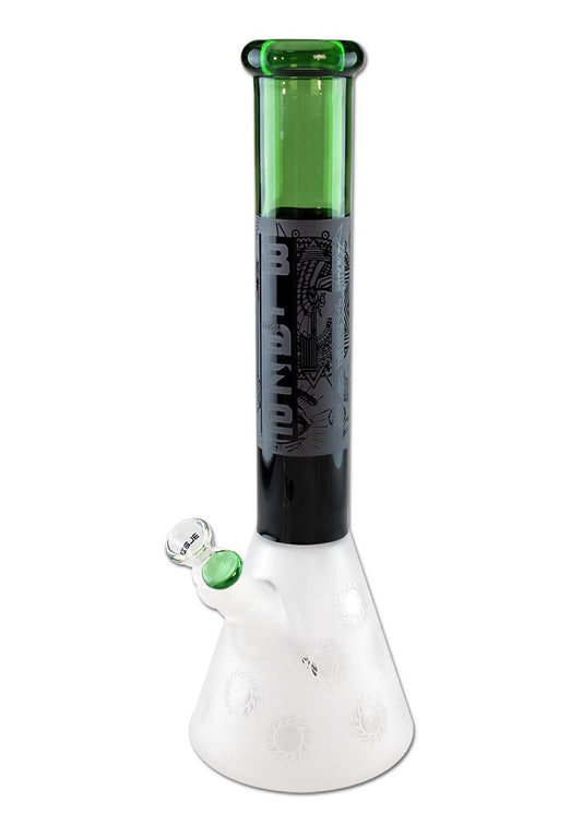 BLAZE GLASS Flask Bong frosted black/green
