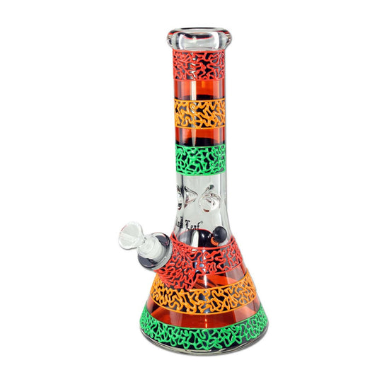 Black Leaf Stripes Painted Bong Ice Glow