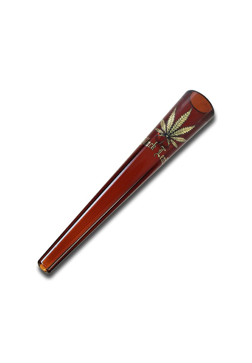 Black Leaf Glass Chillum red amber