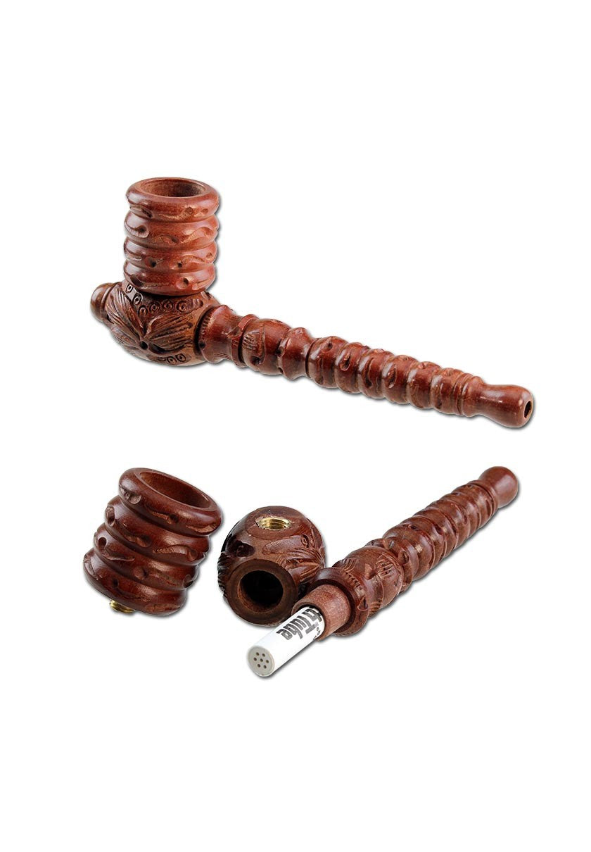 Wooden Pipe 3-part with Activated Charcoal Adapter