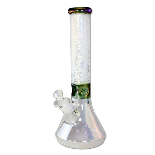 Black Leaf Beaker Bong Ice sandblasted