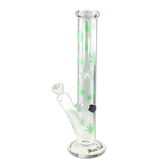 Black Leaf Leaves Cylinder Bong Ice