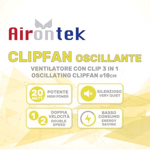 Ventilatore Airontek clip fan- 20 W