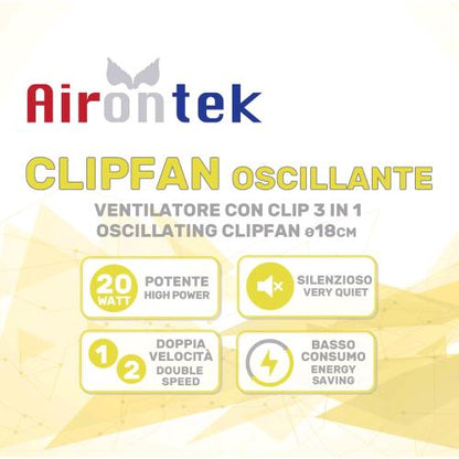 Ventilatore Airontek clip fan- 20 W