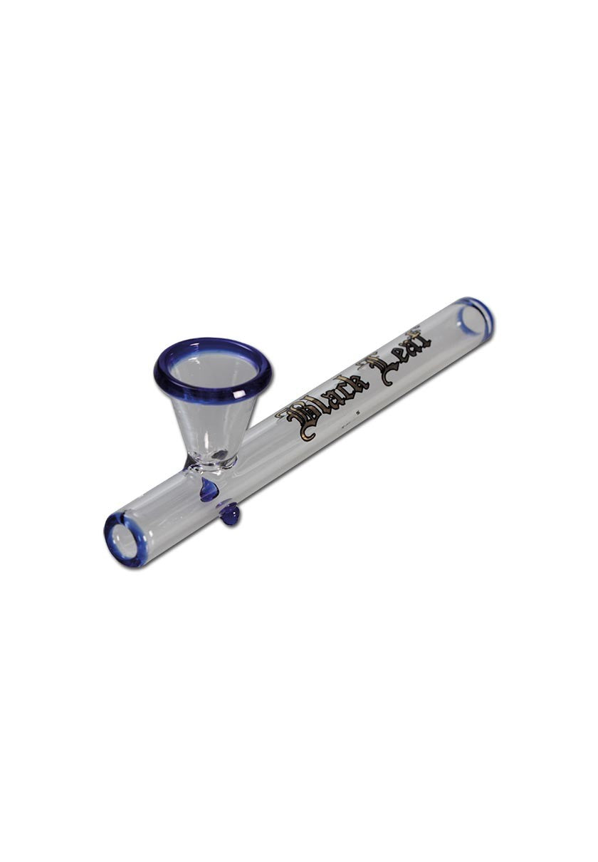 Black Leaf Glass Shotgun Smoking Pipe blue