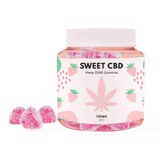 Sweet CBD 100mg Sour Strawberry Gummies (60g) 37115